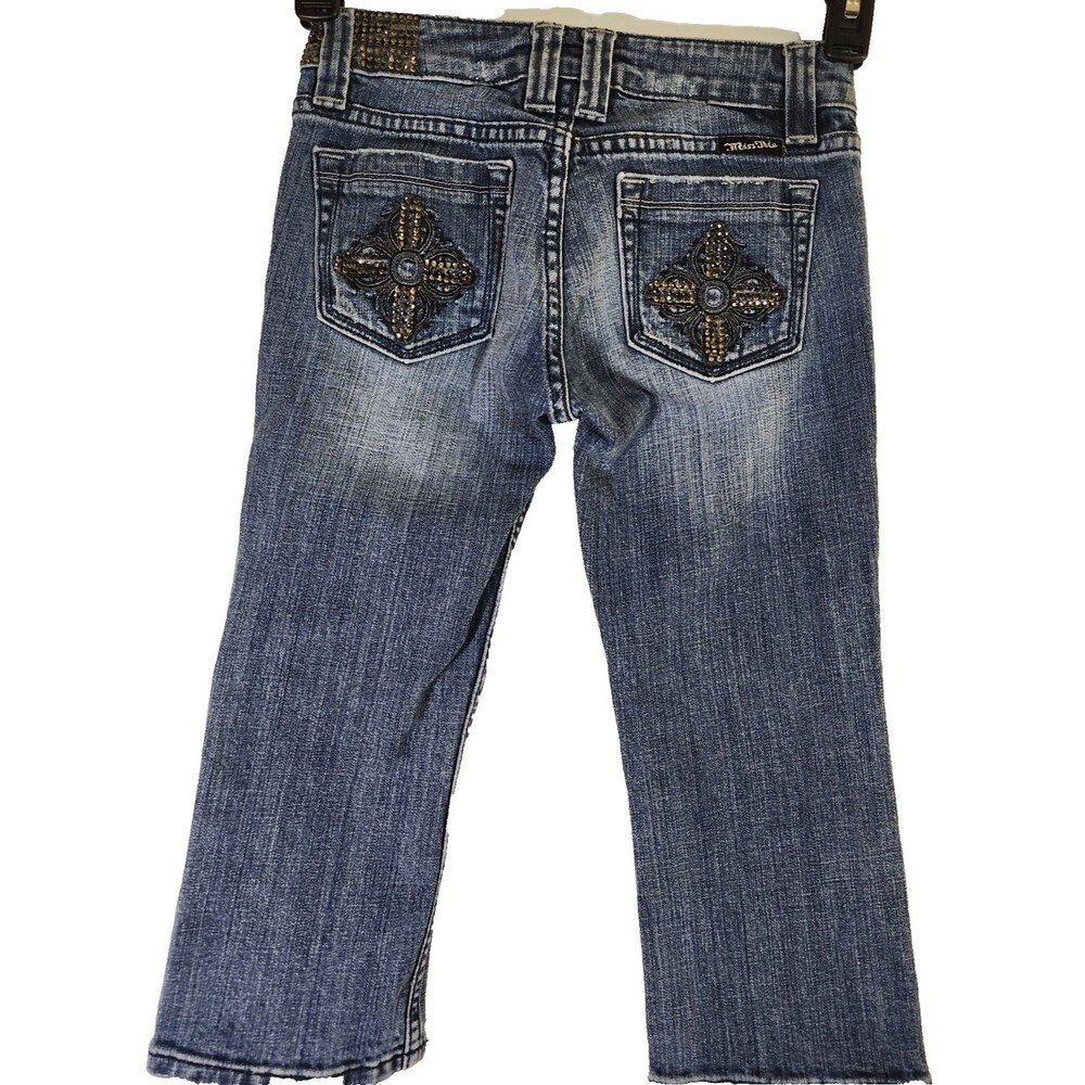 Miss Me Girls Denim Capris Jeans Size 12 Embroidered Back Pockets